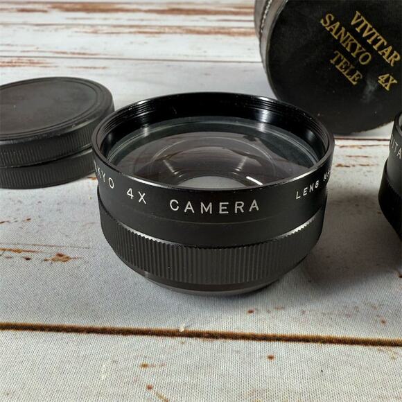 Vivitar Sankyo 4X Camera Lens Set Telephoto & Wide Angle w/ Case - Picture 5 of 9